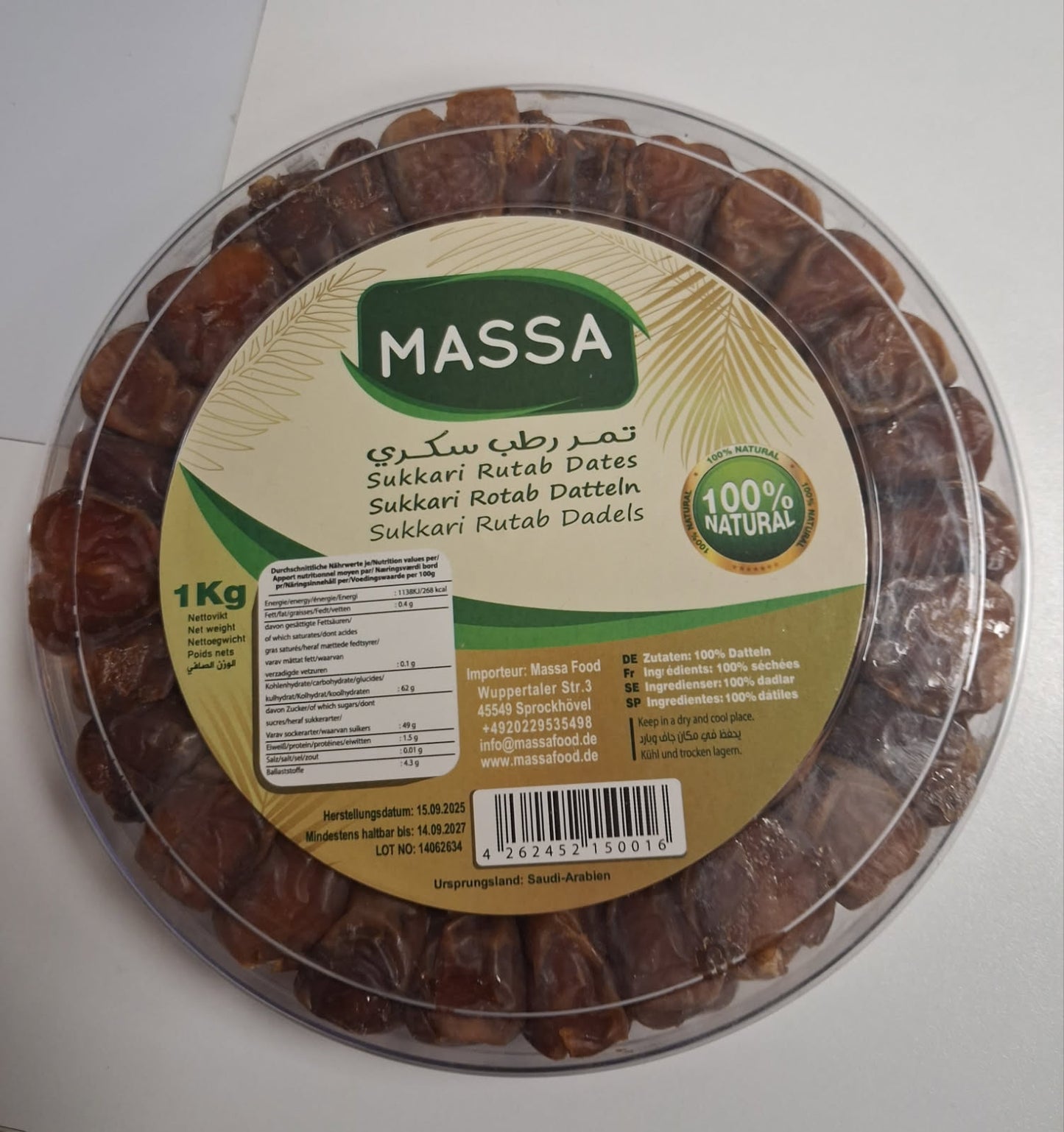 Massa sukeri dateljni 1kg